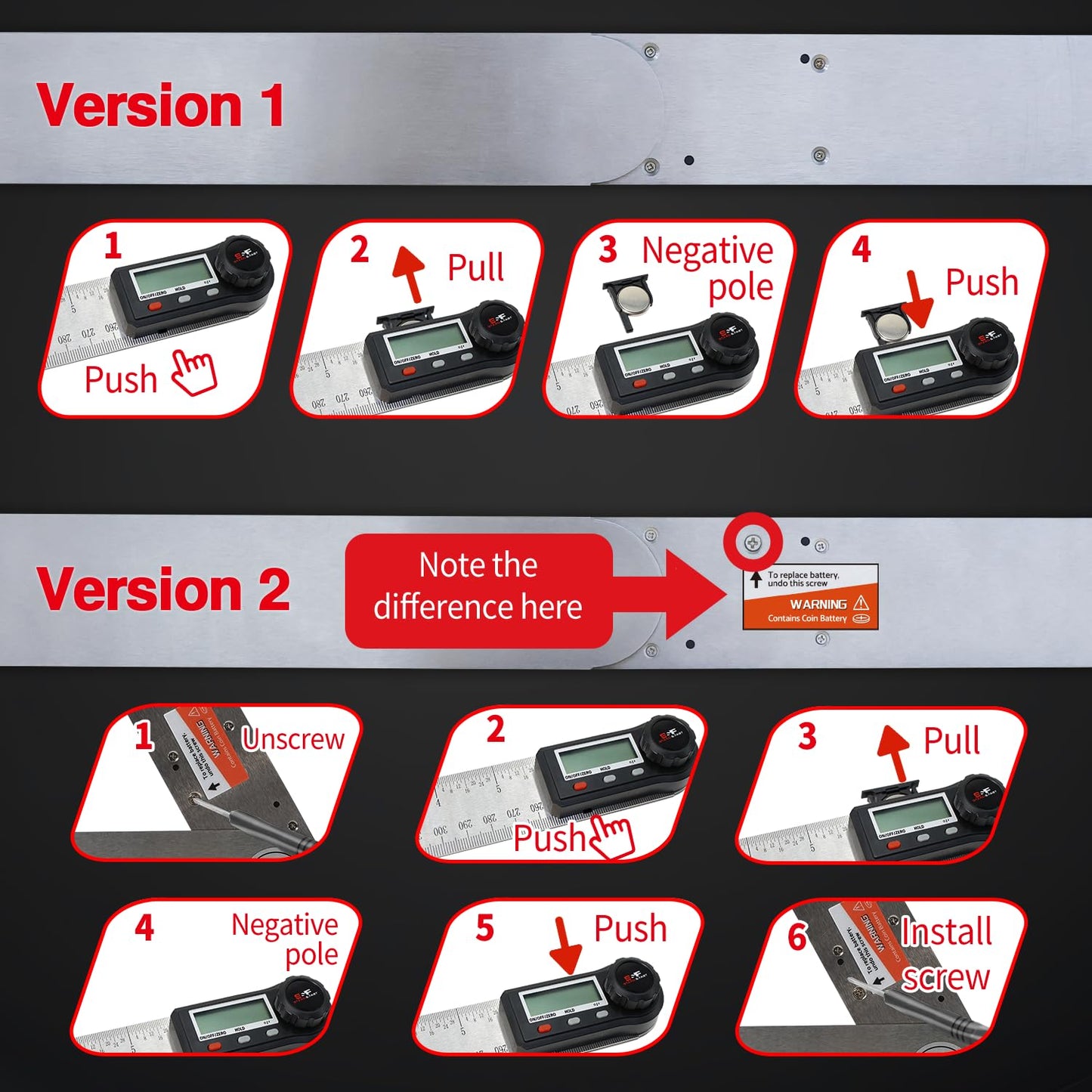 Digital Angle Finder Tool for Woodworking 7 inch / 200 mm, Stainless Steel with Case, Digital Protractor Angle Finder for Measurement by S&F STEAD & FAST