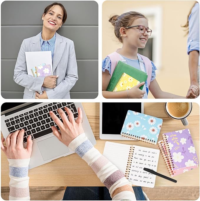 Koogel 8PCS Spiral Notebook Journals, A6 Hardcover Journal Notebooks, 80 Sheets/160 Pages Wirebound Diary Planner for School Office Home Gifts