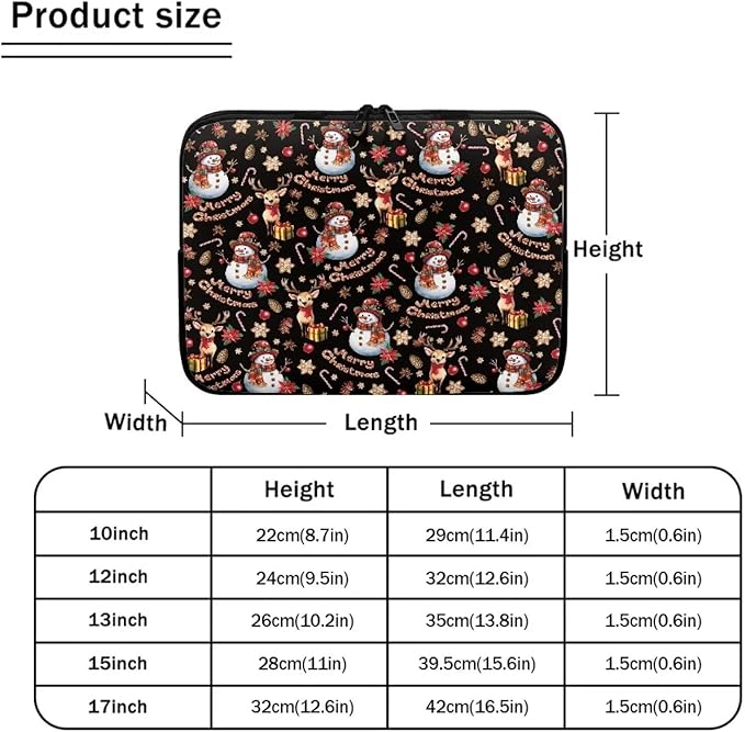 Christmas Snowman Laptop Sleeve for Women 15 inch Laptop Protector with Multiple Uses Computer Carrying Case Portable Tablet Bag Lap Top Case Men Laptop Protector