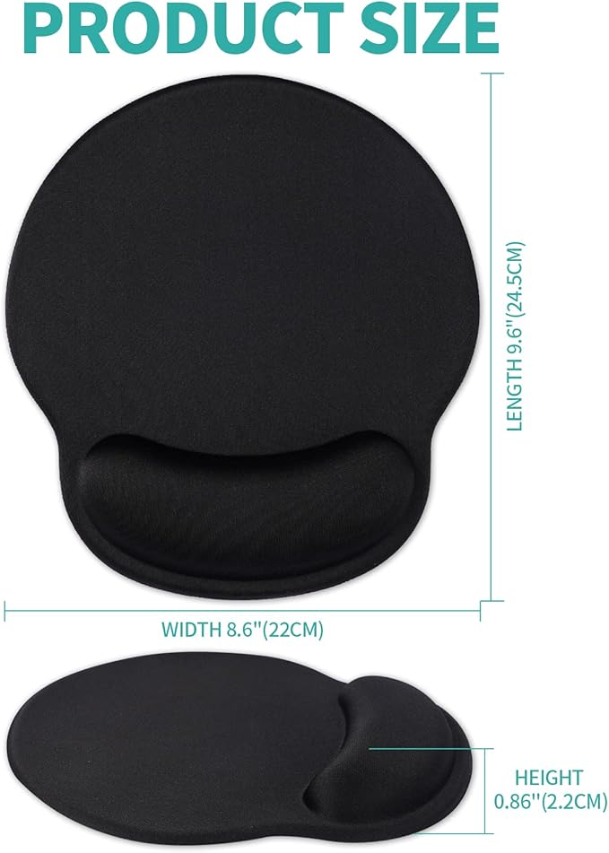 eulps Mouse Pad with Wrist Rest, Comfortable Computer Mousepad with Gel Wrist Support Smooth Surface and Non-Slip PU Base for Pain Relief, Laptop, Office & Home (Black)