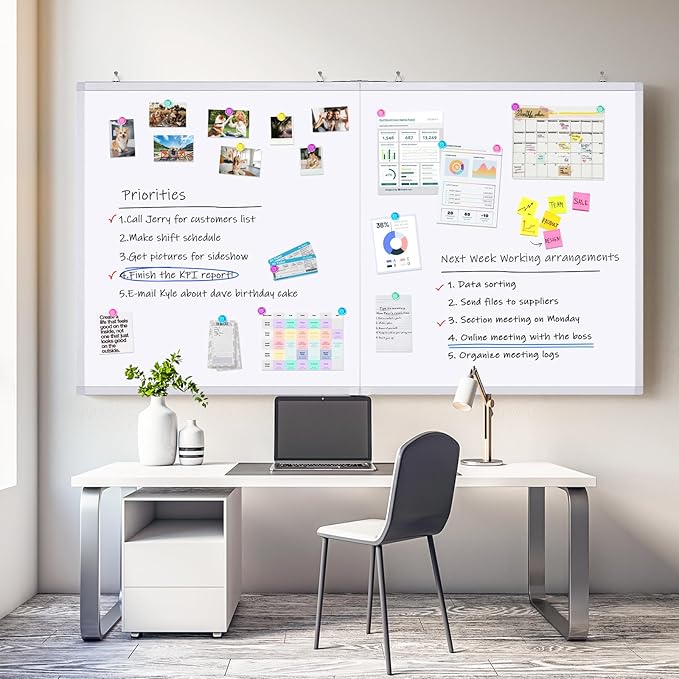 White Board Dry Erase 60x48, Large Magnetic Whiteboard Maxtek Dry Erase Boards for Wall, Aluminum Presentation Wall-Mounted Marker Board with a Long Pen Tray for School, Classroom, Office & Home