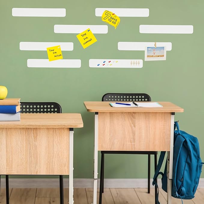 8Pcs Bulletin Board Strips, White Felt Pin Board Bar Strips with 50 Pushpins, Self-Adhesive Felt Cork Board Strips for Wall to Display Your Notes, Photos, Schedules, Announcements