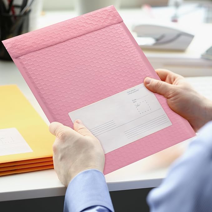 8.5x12 Inch Bubble Mailers 40 Pack, Self Seal Padded Envelopes for Small Business, Waterproof Shipping Bags, Light Pink