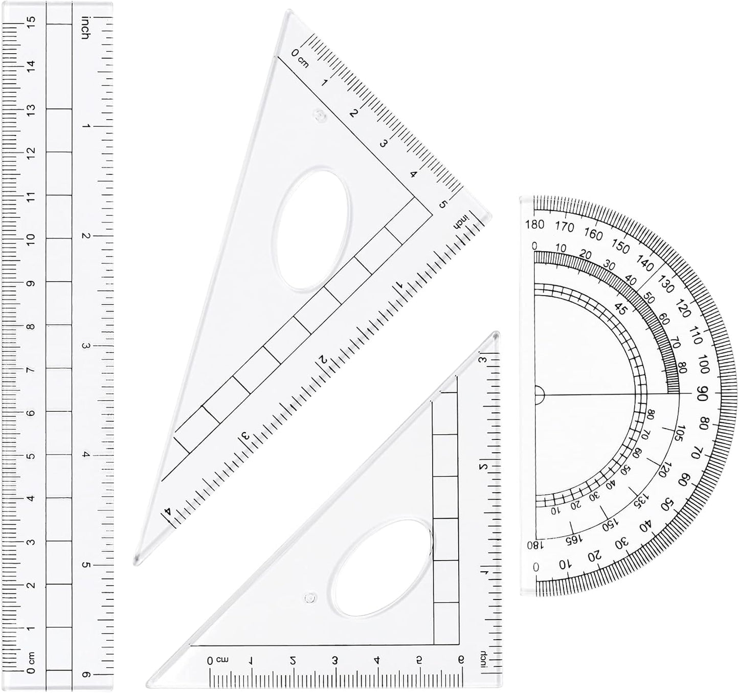 10 Pieces Math Geometry Kit Set Student Supplies with Shatterproof Storage Box,Includes Rulers,Protractor,Compass,Eraser,Pencil Sharpener,Lead Refills,Pencil,for School and Drawings(Black)