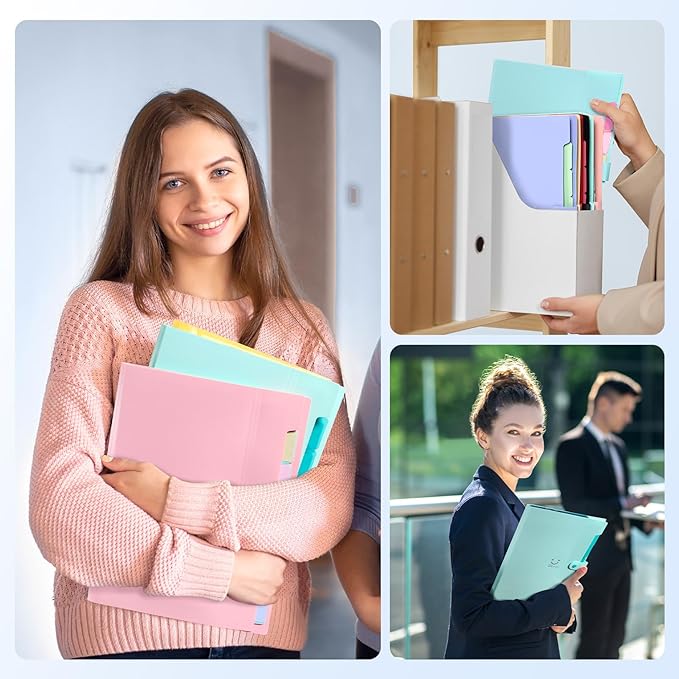 Forvencer Accordion File Organizer, Letter Size, 7 Pocket Expanding File Folder, Cute File Folder with Labels, Portable File Organizer for School Office Supplies, Folders for Documents, Jade
