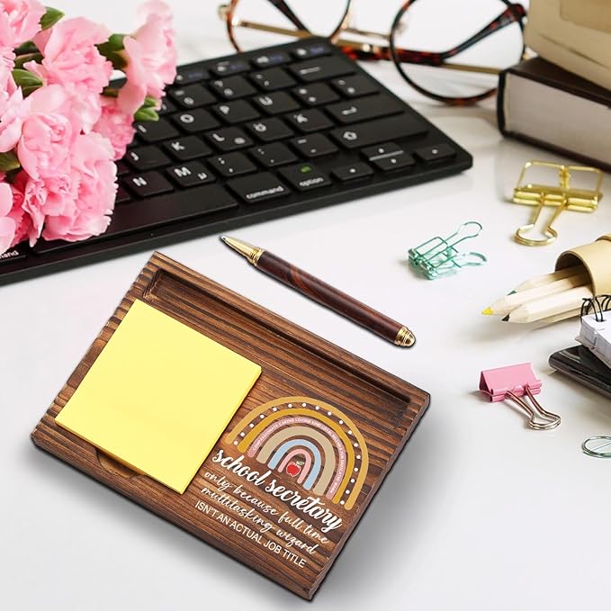 School Secretary Appreciation Gifts, Thank You Gifts for Secretary School Office Assistant Principal Staff Worker School Admin, School Secretary Gift Desk Self-Stick Note Pad Holders TZP05