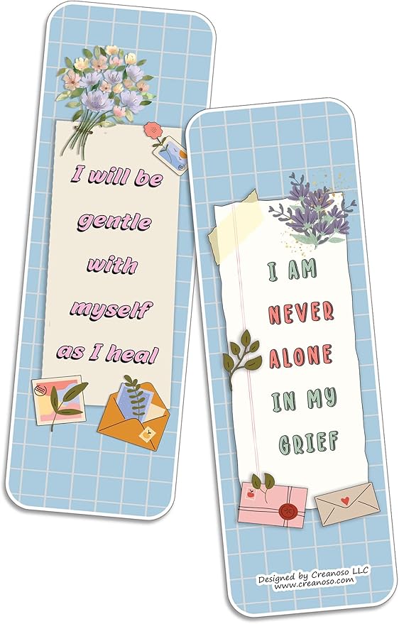 Creanoso Grief and Loss Affirmation Bookmarks (20-Sets x 6 Cards) – Daily Inspirational Card Set – Interesting Book Page Clippers – Great Rewards for Adults and Professionals