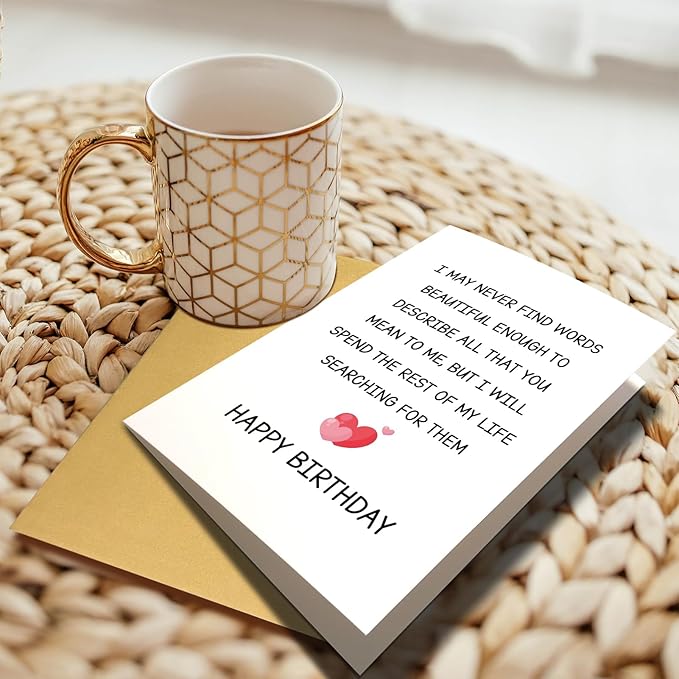 Chenive Sweet Birthday Card for Him Her, Romantic Poem Birthday Card for Husband Wife, Happy Birthday Card for Boyfriend Girlfriend Soulmate, Love of My Life