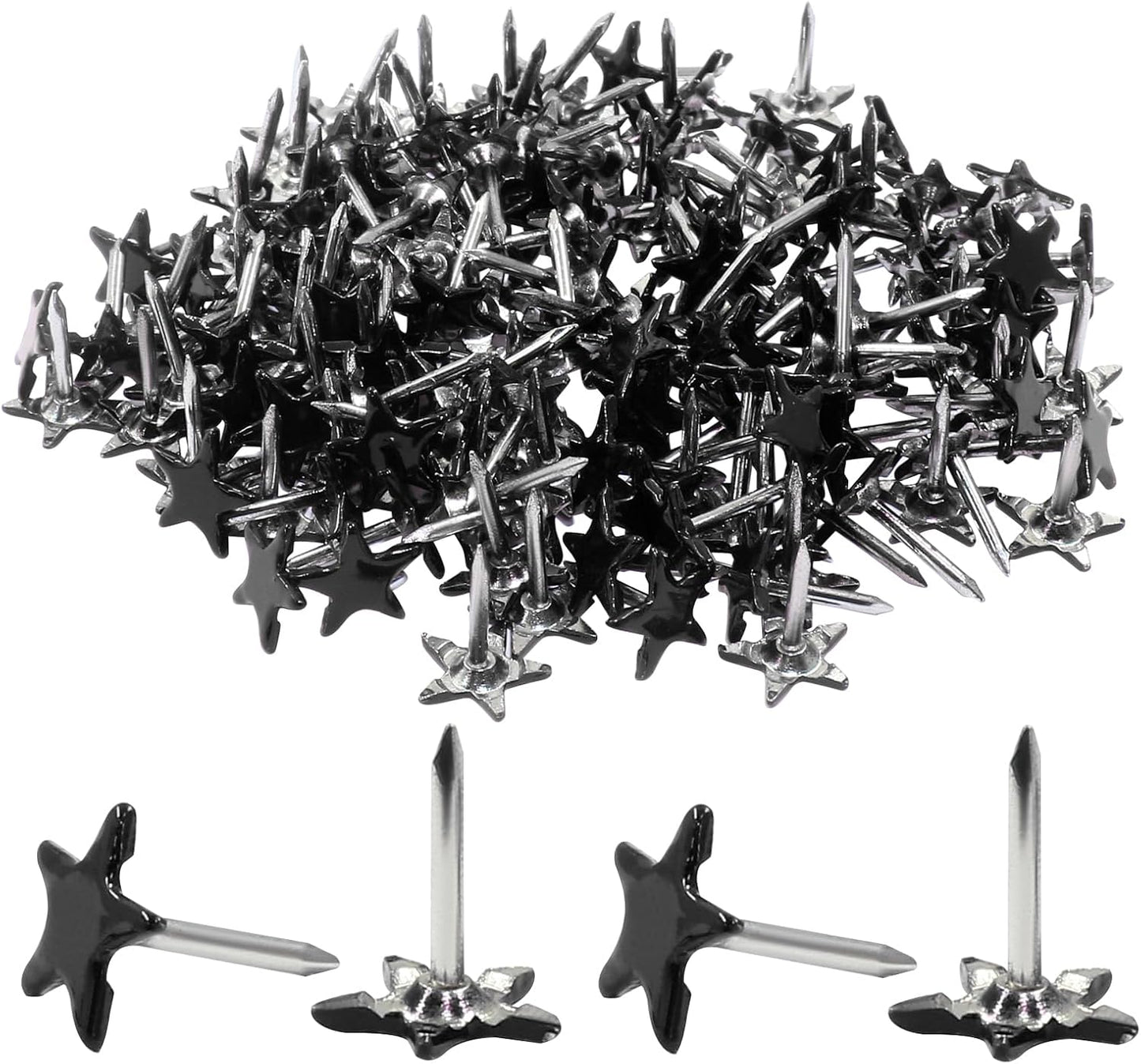 Piutouyar 150 Pcs Star Push Pins, Black Upholstery Tacks Star Shaped Decorative Thumb Tacks Metal Upholstery Pins for Upholstered Furniture Cork Board DIY Projects or Home Decor 11 x 13mm