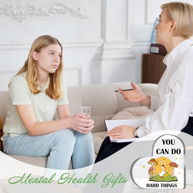 Mental Health Decor, Psychotherapy Affirmations Heart Acrylic Sign, Positive Sayings Sign, Mental Health Anxiety Healthy Coping Skill, Inspirational Gifts for School Home Tabletop Therapy Office Decor