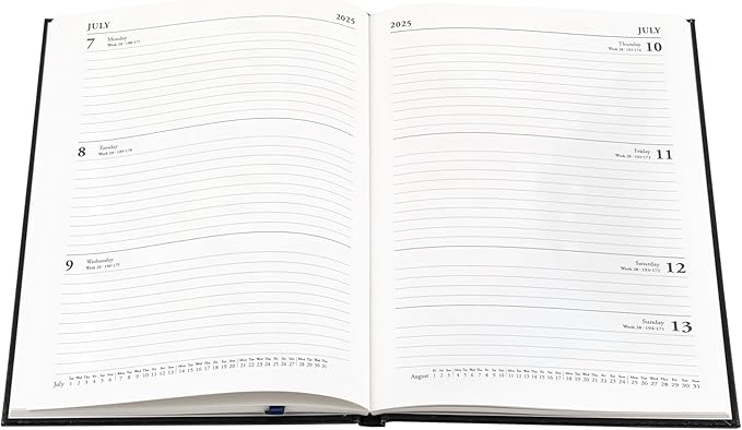 Collins Essential 2025 Business Diary - A5 Week to View Planner with Leathergrain Hardback Cover - Blue - ESSA53.60-25