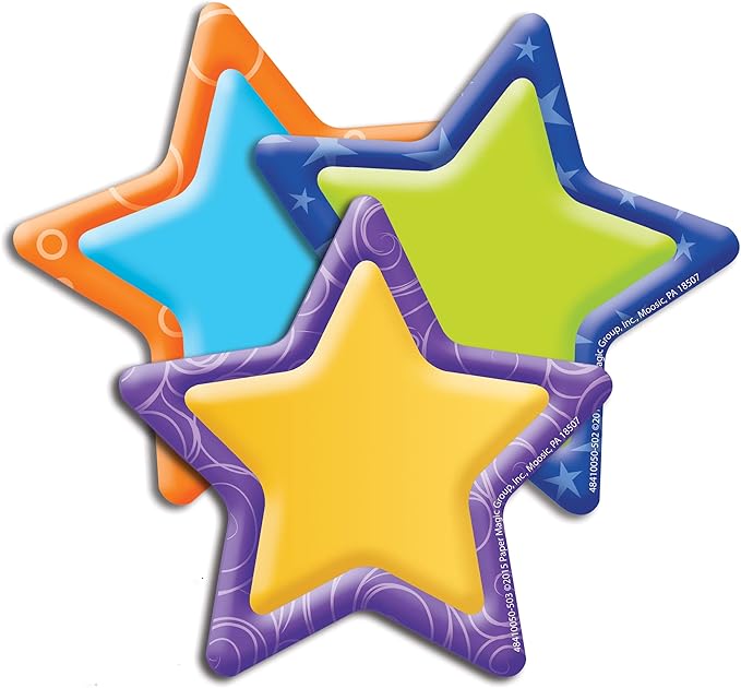 Eureka Back to School Color My World Stars Paper Cut Out Classroom Decorations for Teachers, 36pc, 5''H