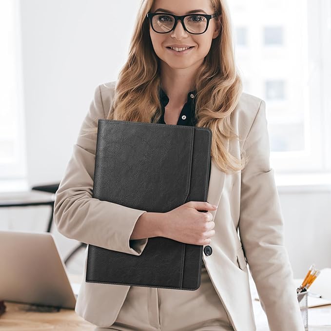 Fintie Sleeve Case for MacBook Air 15 Inch A3114 A2941 (2023 2024 Release), Premium PU Leather Folio Book Cover for MacBook Air 15.3" M2 M3 Chip with Liquid Retina Display and Touch ID, Black