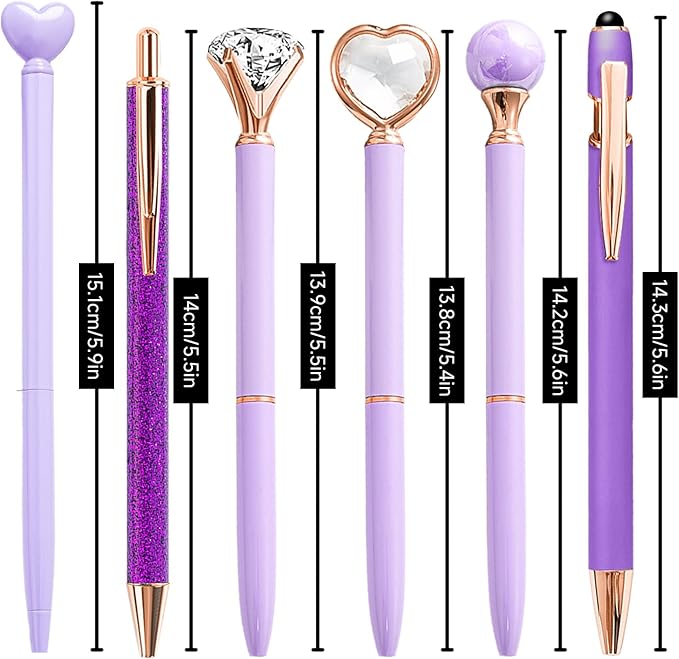 Personalized Pens for Women, 6 Pcs Purple Pens Ballpoint Pens Bulk, 1.0mm Medium Point Black Ink Pens for Journaling, Office and School Supplies Pens Gifts for Nurse Teacher (Purple)