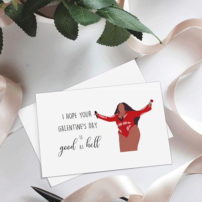 Funny Lizzo Galentine’s Day Card for Bestie, Good As Hell Galentine’s Day Card for Friends