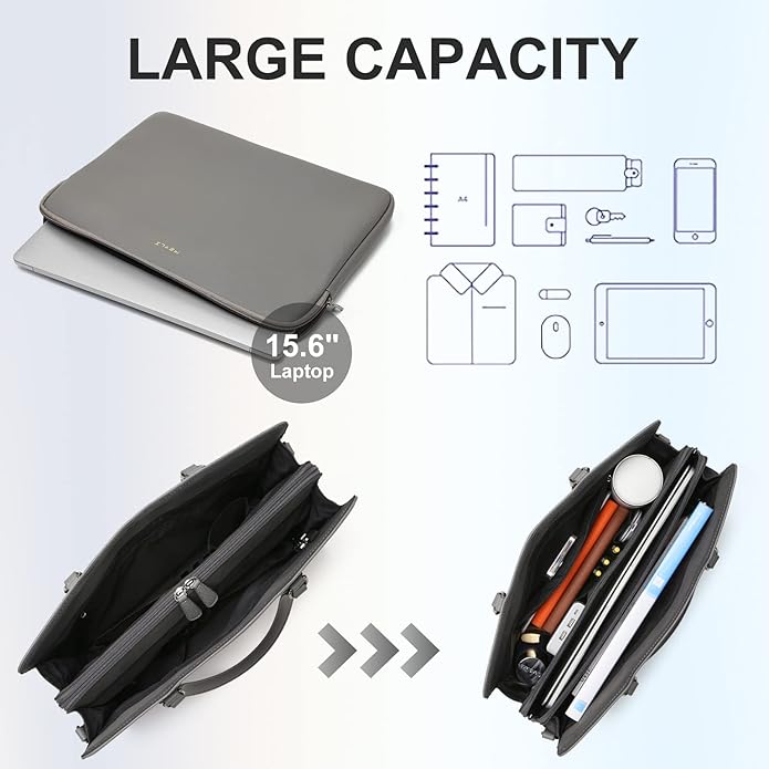 Keyli 4pc Sets Laptop Bag for Women Large Leather Laptop Briefcase with USB Charging Port Computer Shoulder tote Bags Purse