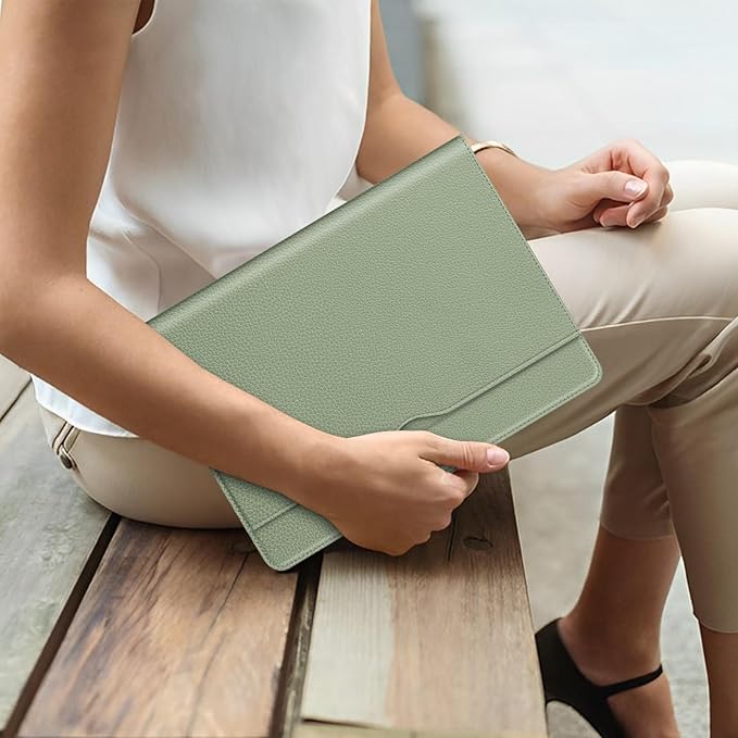 Fintie Sleeve Case for 12.4 Inch Microsoft Surface Laptop Go 3/2/1 (Model: 2013/1943), Premium PU Leather Protective Folio Book Cover with Large Pocket (Sage)