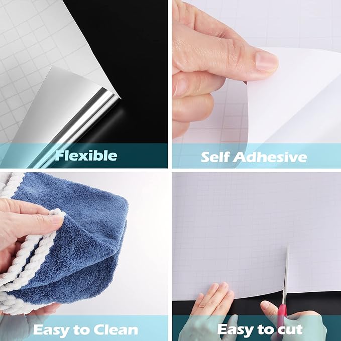 FunStick 24"x118" Wide Flexible Mirror Stickers for Walls Non Glass Safety Peel and Stick Mirror Tiles for Wall Stickers Plastic Mirror Sheet Self Adhesive Gym Bathroom Mirror Wall Paper Decor Crafts