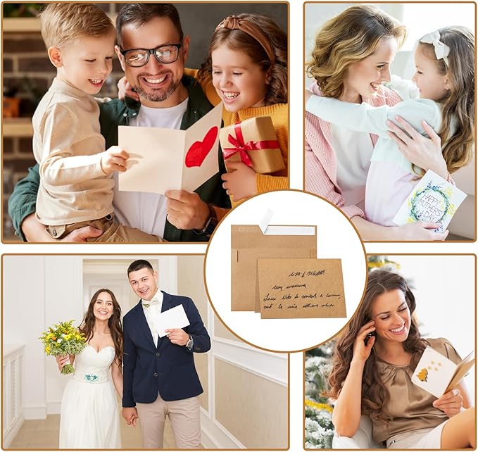 Brown Blank Thank You Cards and Envelopes 4.25 x 5.5 Heavyweight Folded Cardstock and Printable A2 Envelopes Self Seal 20 Packs for Graduation Invitations, Wedding, Greeting Cards, Birthday