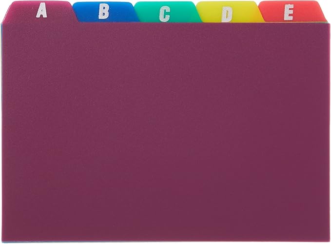 Oxford Poly Index Card Guides, Alphabetical, A-Z, Assorted Colors, 4" x 6" Size, 25 Guides per Set (73154)
