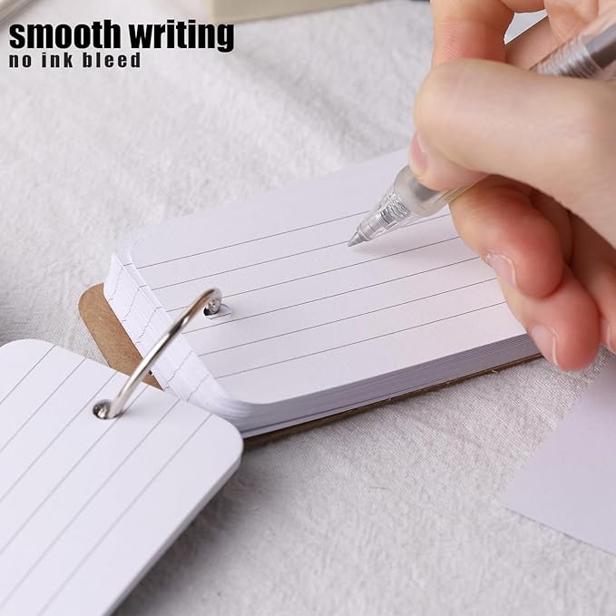 Koogel 300PCS White Ruled Index Cards, Ruled Index Cards 3.5" x 2.2" Lined Flash Cards Note Cards Study Cards Flashcards Notecards for Studying