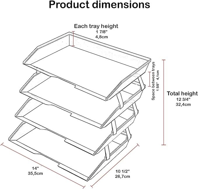 Acrimet 4 Tier Side Load Letter Tray Facility, Desktop File Organizer, A4 Letter Size Paper Organizer, Minimalist Storage Solution Paper Tray for Office, Home, Classroom (Plastic, Clear Green Color)