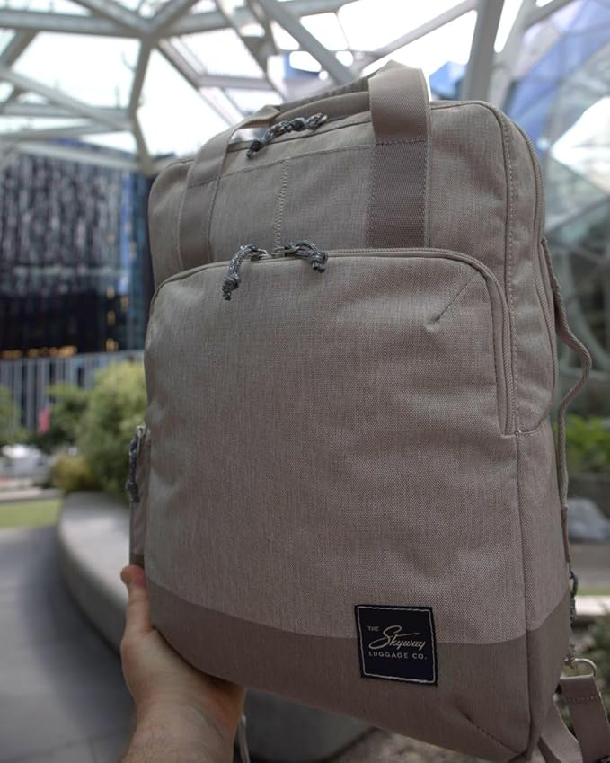 Skyway Luggage Rainier Deluxe Backpack, Eco-Friendly, Made of 100% rPET Travel Laptop Bag for Women & Men, Flight Approved Carry On Bag, 17L, Zion Gray