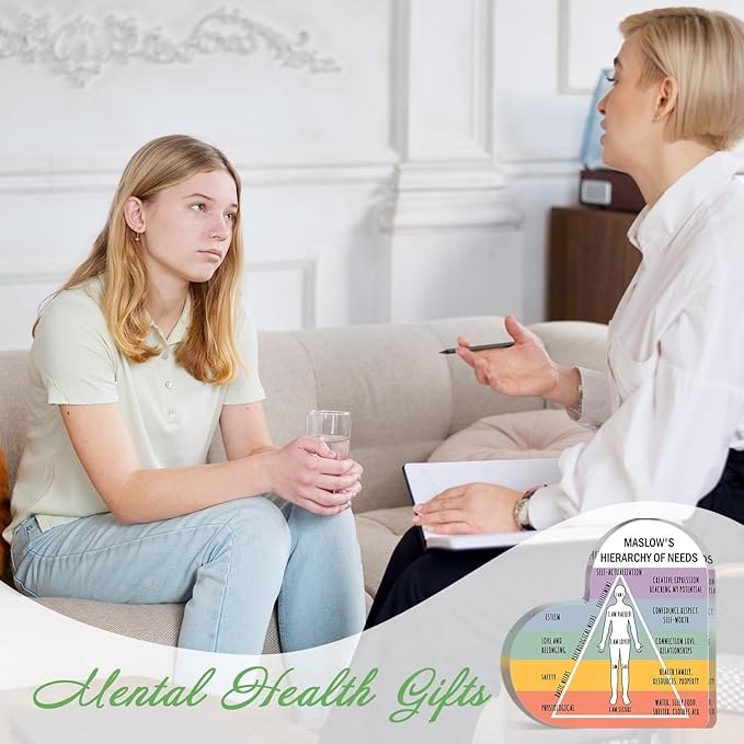 Mental Health Decor, Psychotherapy Affirmations Office Heart Acrylic Sign, School Counselor Sign, Therapy Anxiety, Mental Health Awareness Gifts for School Home Tabletop Therapy Office Decor