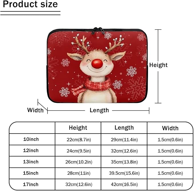 Cute Deer Laptop Sleeve for Women 17 inch Laptop Protector with Multiple Uses Computer Carrying Case Portable Tablet Bag Lap Top Case Christmas Laptop Protector