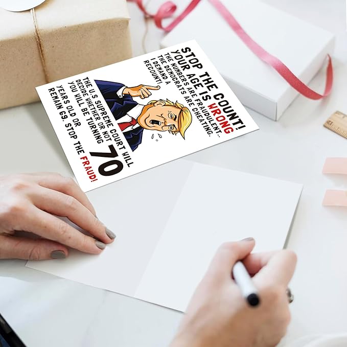 Ogeby Funny 70th Birthday Card, 70th Birthday Cards Gifts for Women Men, Hilarious 70 Year Old Birthday Gifts for Dad Mom Sister Brother, Stop The Count, Demand a Recount