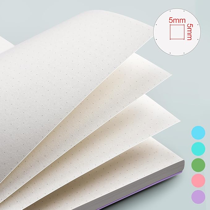 EMSHOI A5 Spiral Notebook Bullet Dotted Journal, Small 5.7" X 8.22", 300 Pages/150 Sheets, 100gsm Dot Grid Paper, Waterproof Hardcover, for Office School Women Men Work Writing Notes-LightBlue