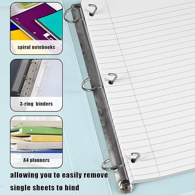 Koogel 100 Sheets Loose Leaf Paper, Wide Ruled Notebook Paper Bulk White Office Filler Paper 3-Ring Binders for School Office 8x10.5inch