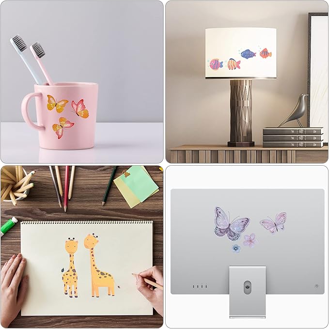 Bylion 2 Types Transparent Holographic Overlay Lamination Vinyl A4 Size Self-Adhesive Laminate Waterproof Vinyl Sticker Paper, 10 Sheets 8.25 x 11.7 Inches