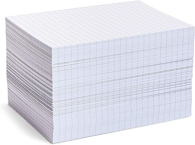 Stockroom Plus Grid Ruled Index Cards (4x6 Inches, White, 300 Pack)