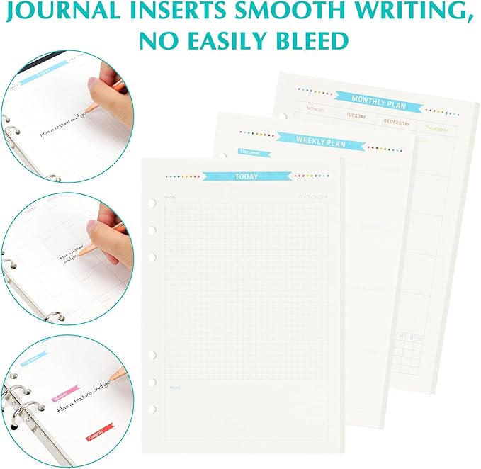 A5 Loose Leave Paper, To Do List/Daily/Week/Month Plan Binder Planner Refills Paper For A5 Ring Binder Notebook,160 Sheets (320 Pages) 6-Hole Notebook Inserts