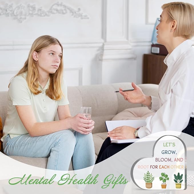 Mental Health Awareness Decor, Psychotherapy Affirmations Heart Acrylic Sign, Growth Mindset Sign, School Counselor Sign, Psychology Therapy Gift for School Home Therapy Office Living Room Bedroom