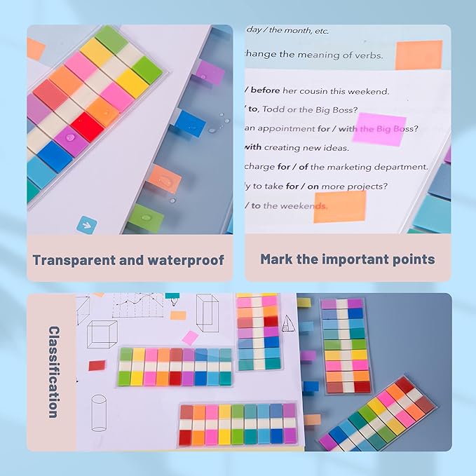 Golcellia 540 Pieces Transparent Sticky Notes Page Markers Book Tabs Sticky Note Tabs Sticky Page Tabs, Pop Up Index Tabs, Tabs for Annotating Books
