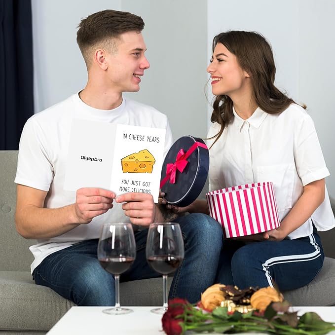 Cheese Birthday Card for Men Women, Funny Birthday Card for Friends, Better With Age Birthday Card - In Cheese Years You Just Got More Delicious