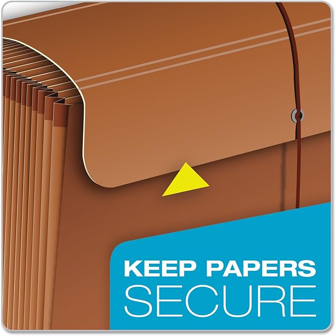 Pendaflex Heavy Duty Expanding File with Extra-Thick Cover, Tyvek Reinforced Edges, 21 Pockets, A–Z Tabs, Elastic Cord Closure, Letter Size (R117ALHD),Brown