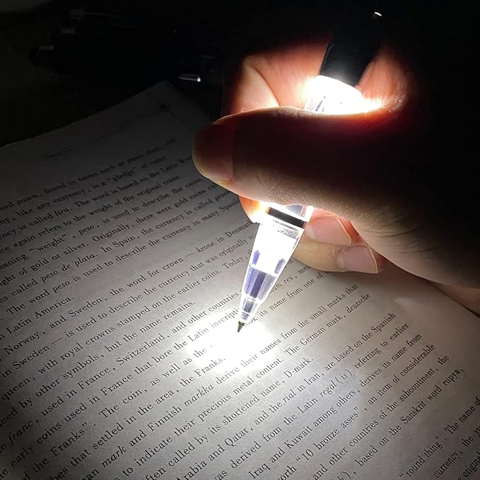 Penyeah Pen Light,3 in 1 Light Up Pens with Touchscreen Rubber Tip Stylus, Great Light Pen for Nurses Students Doctors for Writing in the Dark (White/Red)