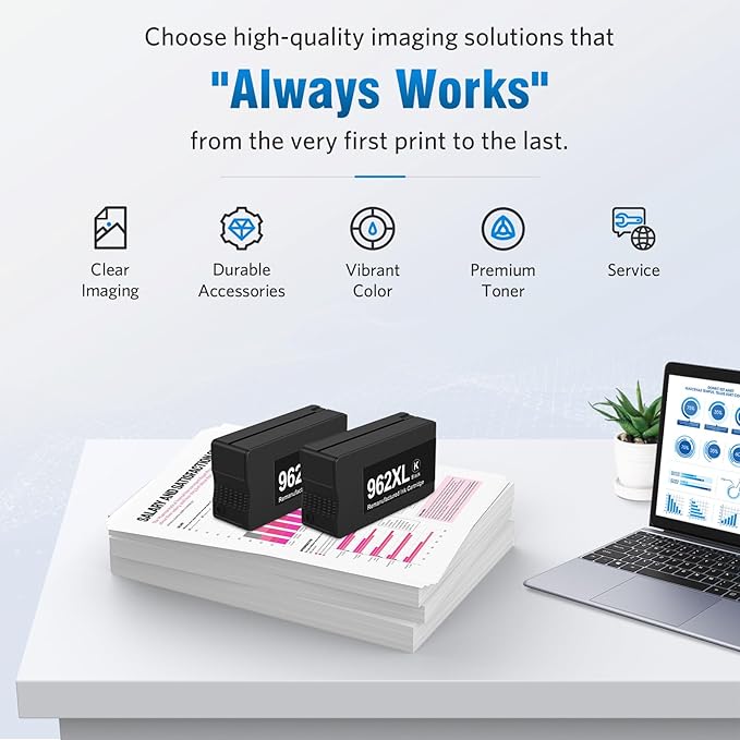 962XL 962 Black Ink Cartridges 2-Pack Compatible Replacement for HP 962XL Ink Work with HP OfficeJet Pro 9014e 9015e 9018e 9020e 9022e 9025e 9028e 9010 9013 9016 9023 9029 Printer