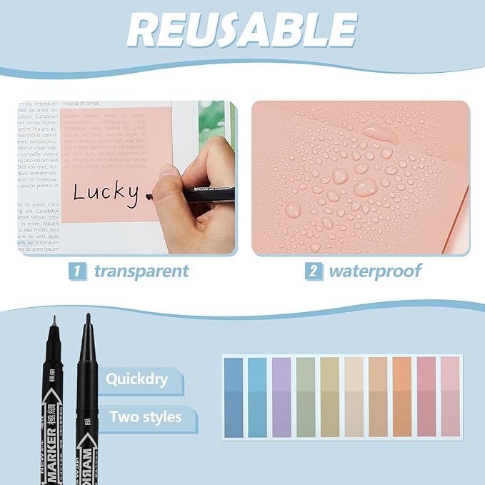 Jutom 39 Pcs Aesthetic Book Annotation Kit Pencil Case Bag with Highlighter Gel Pen 700 Sheets Transparent Sticky Notes Pads Index Tab Bible Study Supplies for School(Purple,Cute Style)