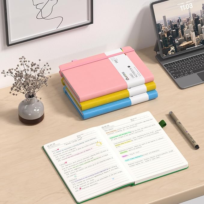 Lined Journal Notebook, 4 Pack, 180 Pages, A5 Journals for Writing, 100 GSM Thick Paper, Small Notebooks Daily Journal for Women Men Work, Business, School, Travel Supplies