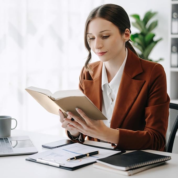 Hardcover Executive Notebooks, 160 Pages Line Ruled Classic Notebook Journal, Leather Notebooks with Pen for Bussiness College Writing Grey