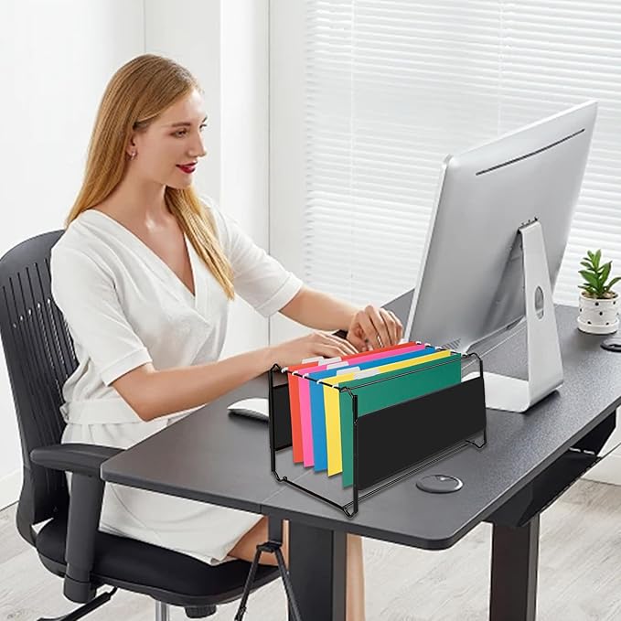 25 Packs Hanging File Folders,Orange File Folder Letter Size,Designed for Bulky Files,Filing Cabinet,1/5 Adjustable Tabs for Office,School,Home