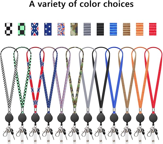 6 Pack Retractable Badge Lanyards and ID Badge Holder, Strap Lanyard with Swivel Metal Clasp for Badge Holders, Keychains, Offices, Staff, Students, Employees, Multi-Color