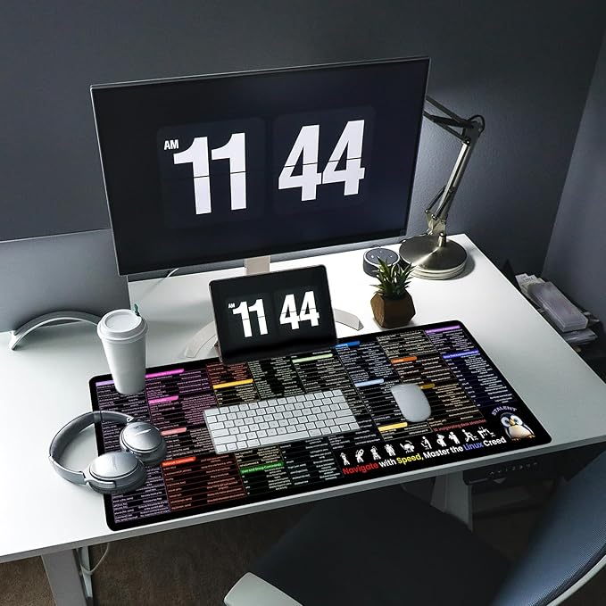 Linux Command Line Mouse Pad - 31.5"x11.8" XL Large Cheat Sheet Desk Mat for Kali/Ubuntu/Red Hat/Debian/OpenSUSE/Centos/Arch/Mint for Programmers, Developers, and IT Professionals