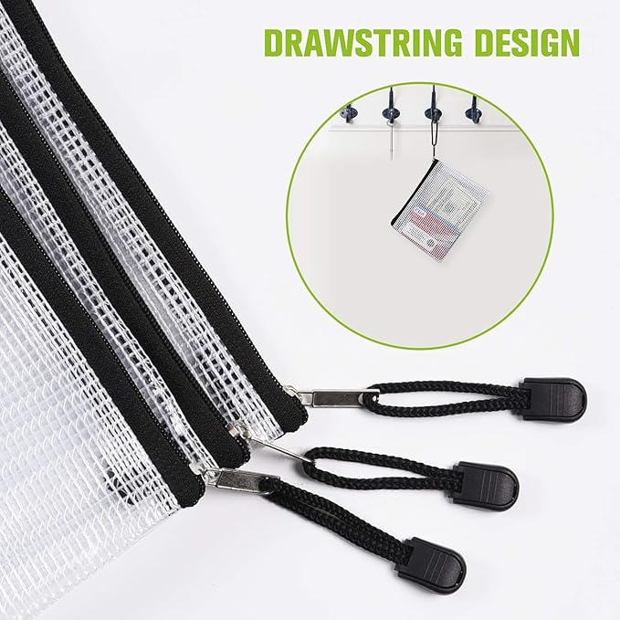 Mesh Zipper Pouches, 6PCS Waterproof Tear-Resistant Document File Folders, B8 Size Zipper Documents Pouch Document Organizer Bags for School Office Home Travel Storage(5×4.1Inch)