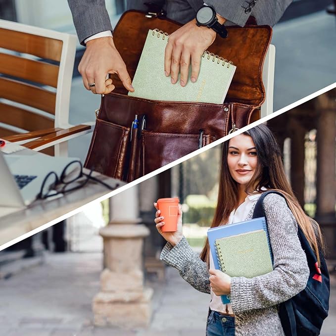 Spiral Notebook College Ruled Soft Cover Suede Aesthetic Note book 160pages 8.5" x 6.34" For Work Note taking,Journals For Writing School Office With Double-Sided Pocket,100GSM Thick Paper