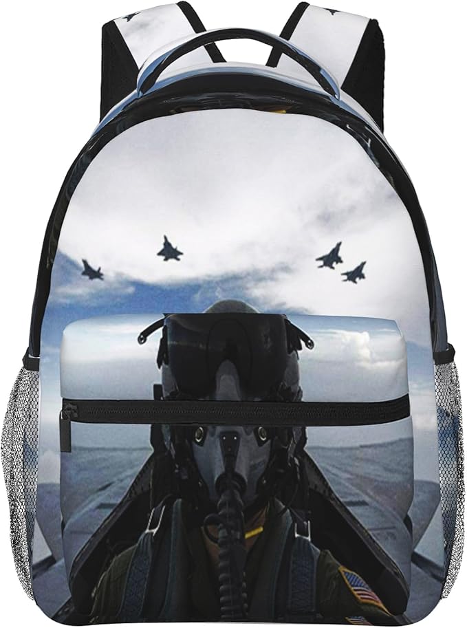 Airplane Aircraft Backpack Fighter Pilot Travel Laptop Backpacks Ruckasck Book Bags Plane School Bag for Boys Girls Kids Childrens Teenager